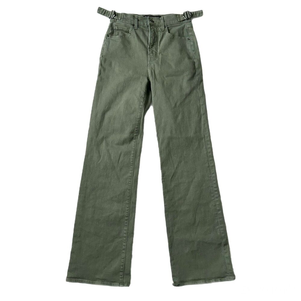 Veronica Beard Olive Green Wide Leg Jeans